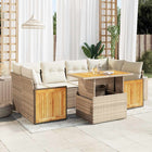 Loungeset 7-delig poly rattan acacia beige