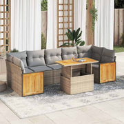 Loungeset 8-delig poly rattan acacia beige
