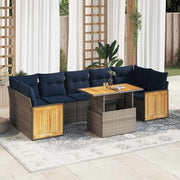 Loungeset 8-delig poly rattan acacia grijs