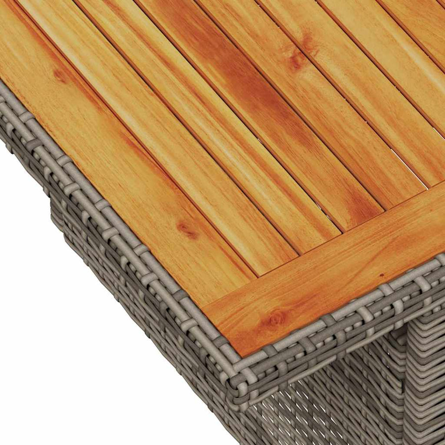 9-delige Loungeset met kussens poly rattan acacia grijs
