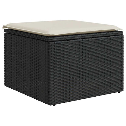 6-delige Loungeset met kussens poly rattan acacia zwart