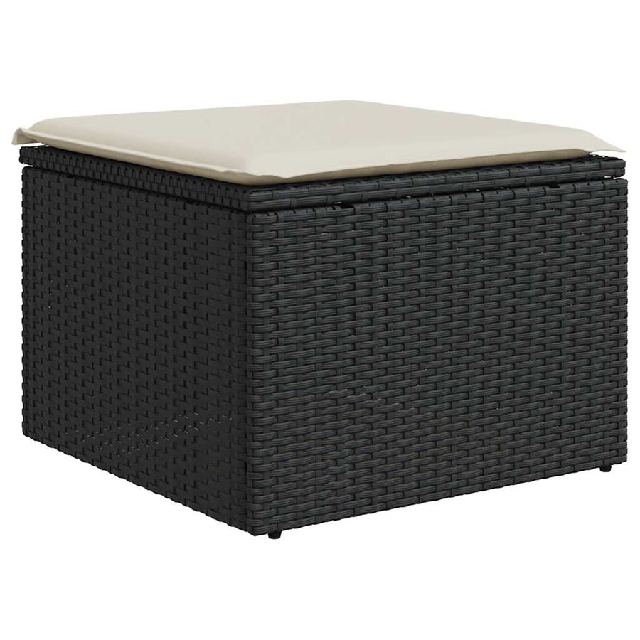 6-delige Loungeset met kussens poly rattan acacia zwart
