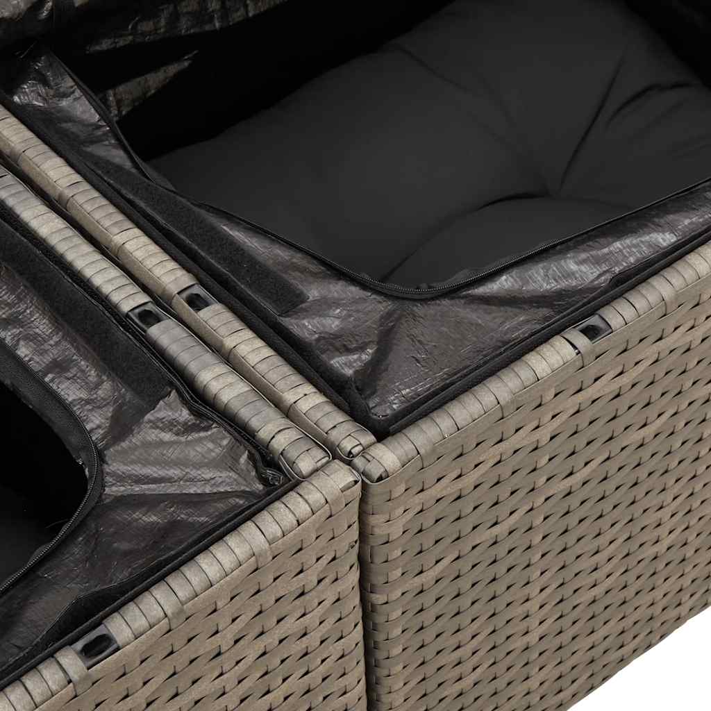6-delige Loungeset met kussens poly rattan acacia grijs