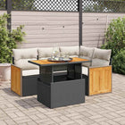 Loungeset 5-delig poly rattan acacia zwart