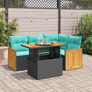Loungeset 5-delig poly rattan zwart