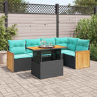 Loungeset 6-delig poly rattan zwart