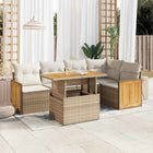 Loungeset 6-delig poly rattan acacia beige