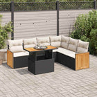 Loungeset 7-delig poly rattan acacia zwart