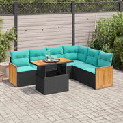 Loungeset 7-delig poly rattan zwart