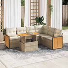 Loungeset 7-delig poly rattan acacia beige