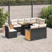 Loungeset 9-delig poly rattan acacia zwart