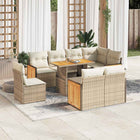 9-delige Loungeset met kussens poly rattan acacia beige