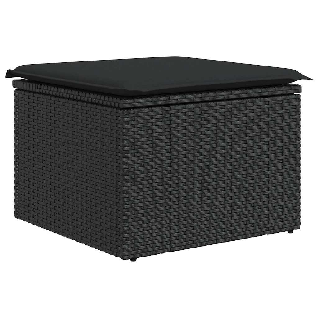 8-delige Loungeset met kussens poly rattan acacia zwart