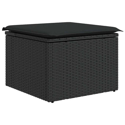 8-delige Loungeset met kussens poly rattan acacia zwart