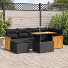 8-delige Loungeset met kussens poly rattan acacia zwart