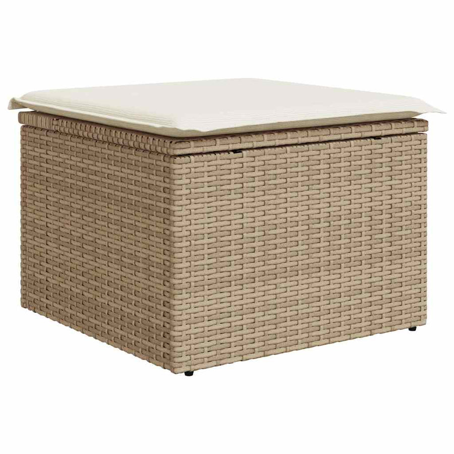 8-delige Loungeset met kussens poly rattan acacia beige