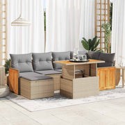 Loungeset 8-delig poly rattan acacia beige