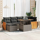 8-delige Loungeset met kussens poly rattan acacia grijs