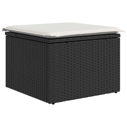 7-delige Loungeset met kussens poly rattan acacia zwart