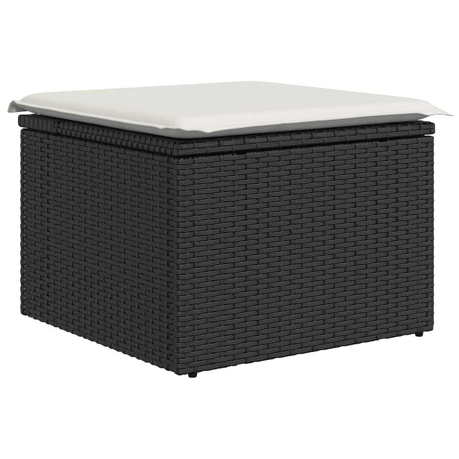 7-delige Loungeset met kussens poly rattan acacia zwart