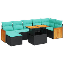 8-delige Loungeset met kussens poly rattan acacia grijs