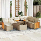 Loungeset 7-delig poly rattan acacia beige