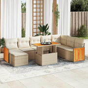 Loungeset 7-delig poly rattan acacia beige