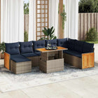 11-piece Lounge set with cushions poly rattan acacia grey