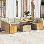 Loungeset 10-delig poly rattan acacia beige