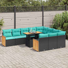 Loungeset 11-delig poly rattan zwart