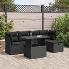 6-piece Lounge Set with Cushions Poly Rattan Black
