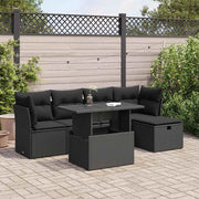 Loungeset 6-delig poly rattan zwart