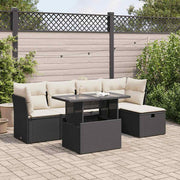 Loungeset 6-delig poly rattan zwart