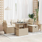 Loungeset poly rattan 6-delig beige