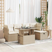 Loungeset poly rattan 6-delig beige
