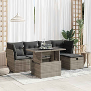 Loungeset 6-delig poly rattan grijs