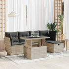 6-piece Lounge Set with cushions poly rattan light grey