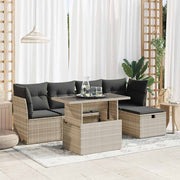 Loungeset 6-delig poly rattan lichtgrijs