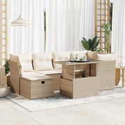Loungeset 7-delig poly rattan beige