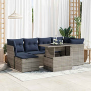 Loungeset 7-delig poly rattan acacia grijs