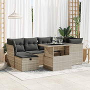 Loungeset 7-delig poly rattan lichtgrijs