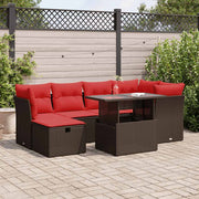 Loungeset 7-delig poly rattan acacia bruin