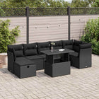 8-piece Lounge Set with Cushions Polyrattan Black