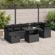 Loungeset 8-delig poly rattan zwart