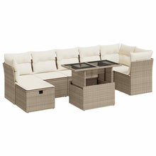 8-delige Loungeset met kussens poly rattan beige