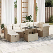 8-delige Loungeset met kussens poly rattan beige