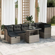 Loungeset 8-delig poly rattan grijs