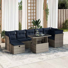 Loungeset 8-delig poly rattan acacia grijs