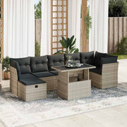 Loungeset 8-delig poly rattan lichtgrijs