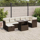 8-delige Loungeset met kussens poly rattan bruin